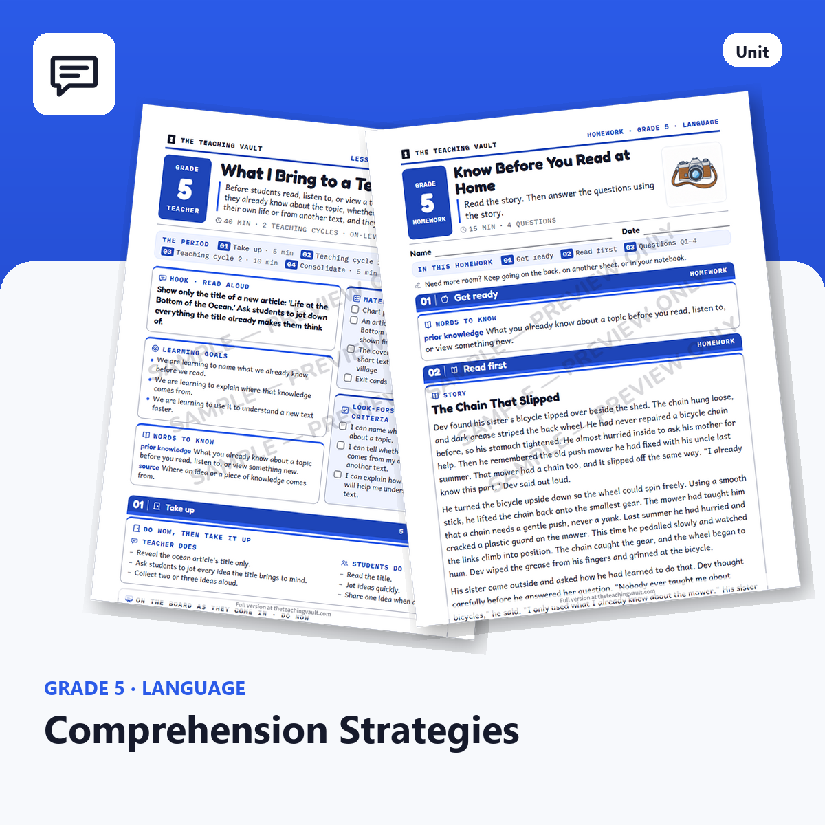 Grade 5 Comprehension Strategies — Full Unit cover
