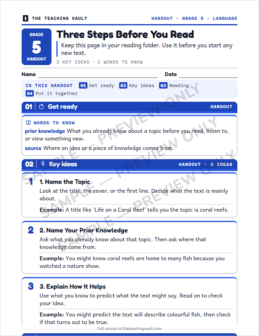 Sample handout page