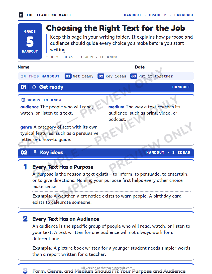 Sample handout page