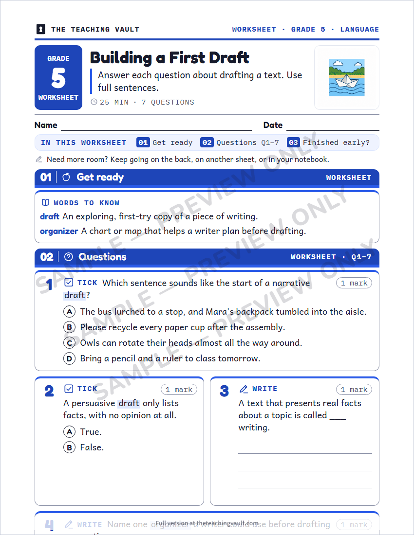 Sample worksheet page