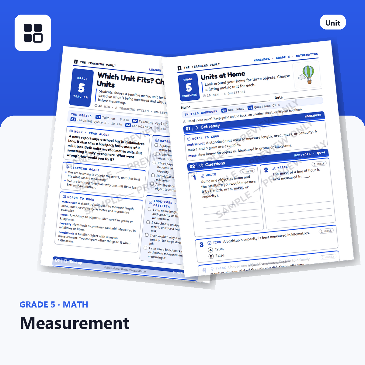 Grade 5 Measurement cover