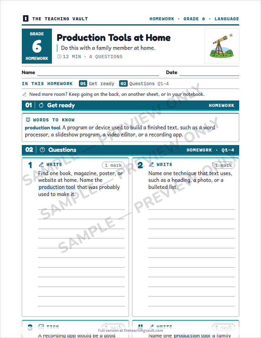 Sample homework page
