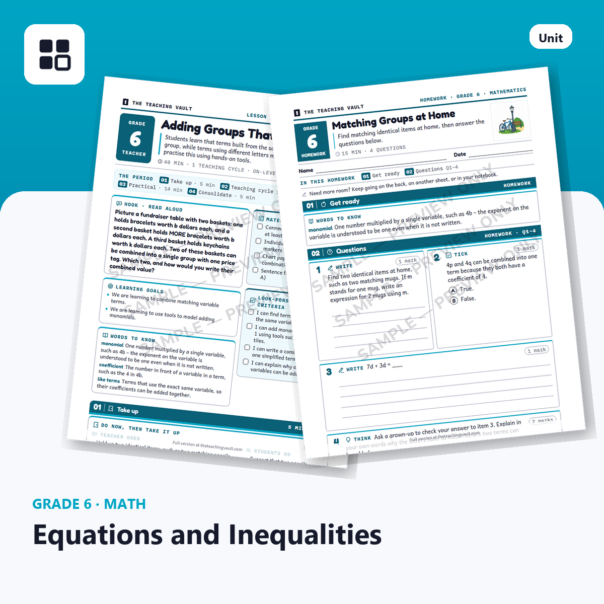 Grade 6 Equations cover