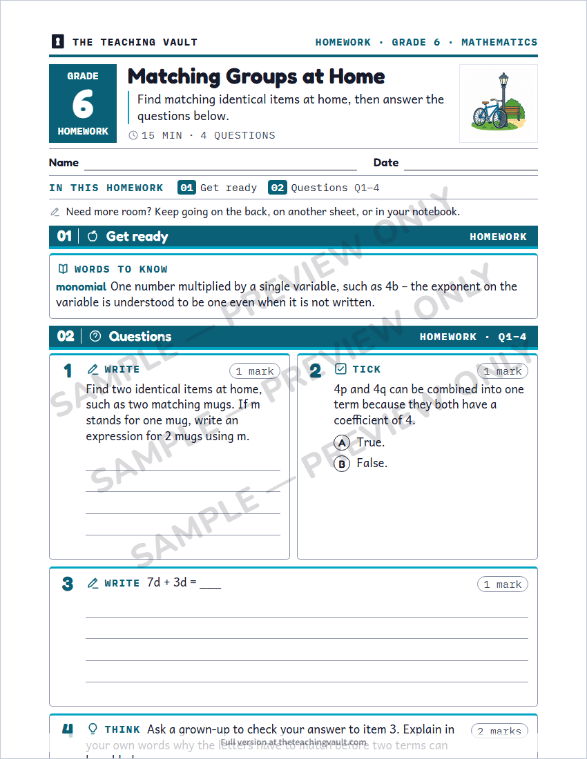 Sample preview: homework page (watermarked, low-resolution)