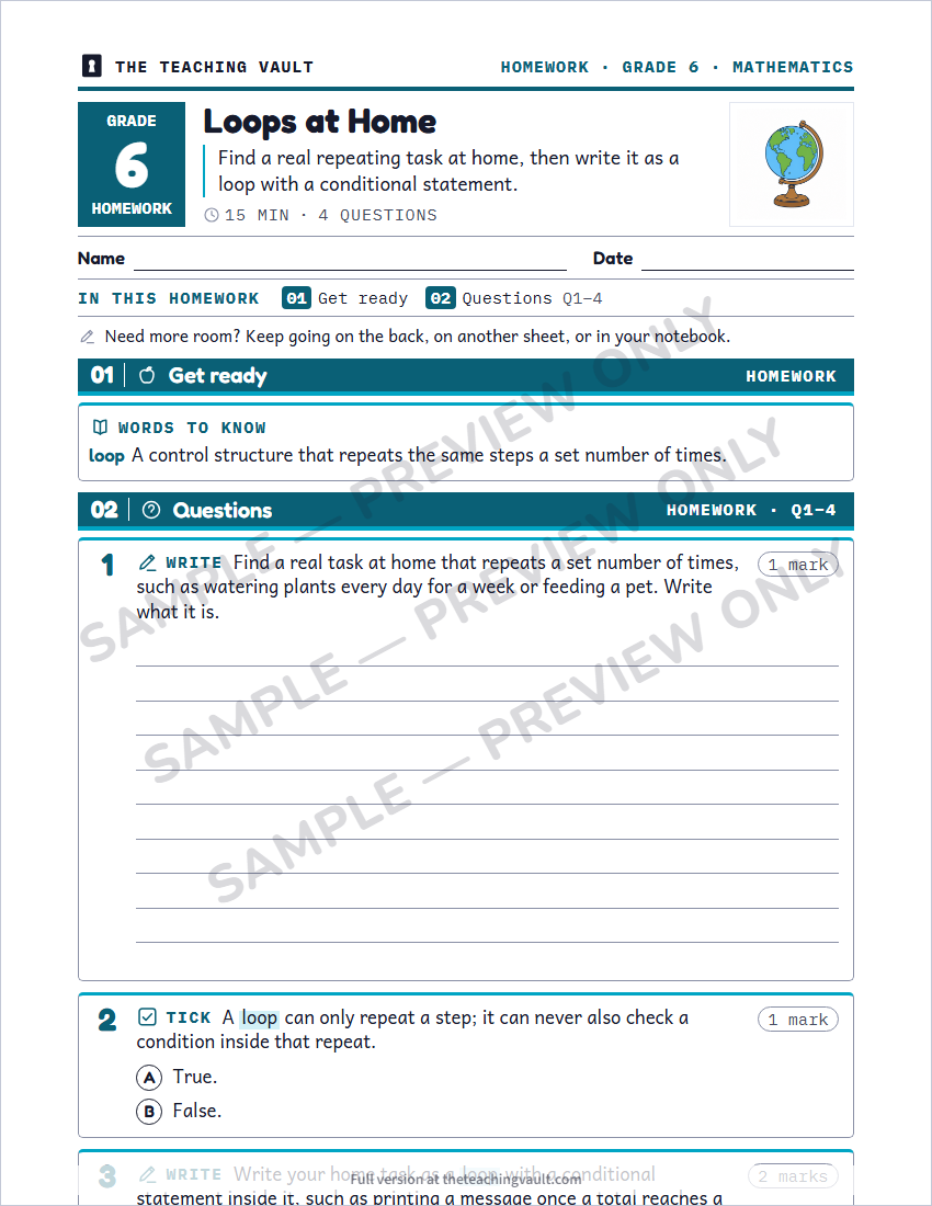 Sample preview: homework page (watermarked, low-resolution)