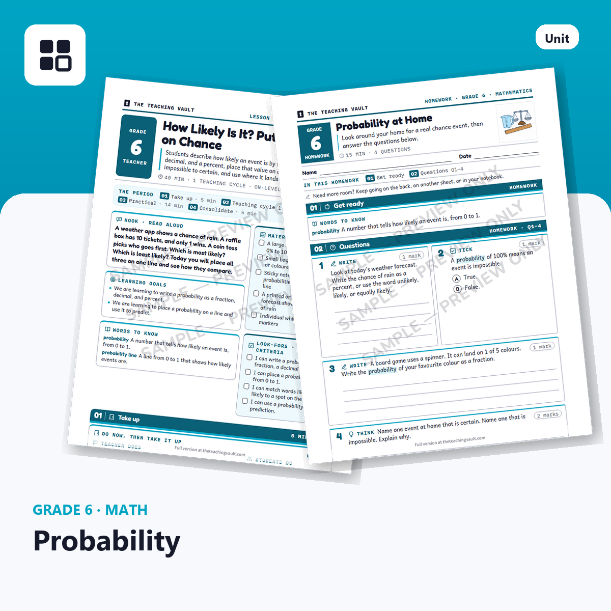 Grade 6 Probability cover