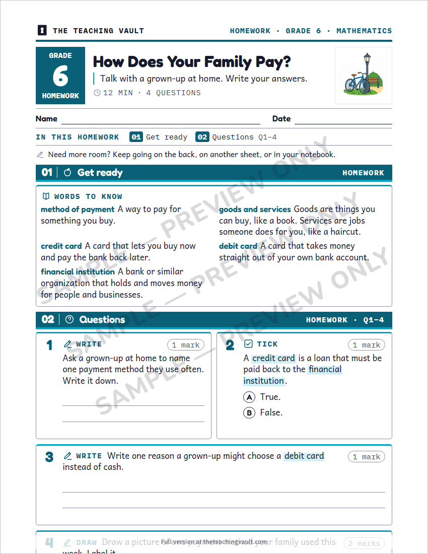 Sample preview: homework page (watermarked, low-resolution)