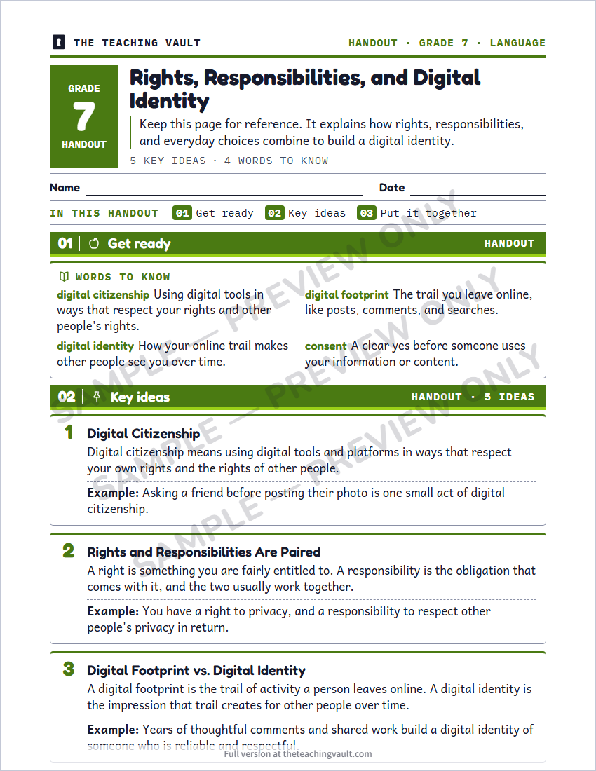Sample handout page