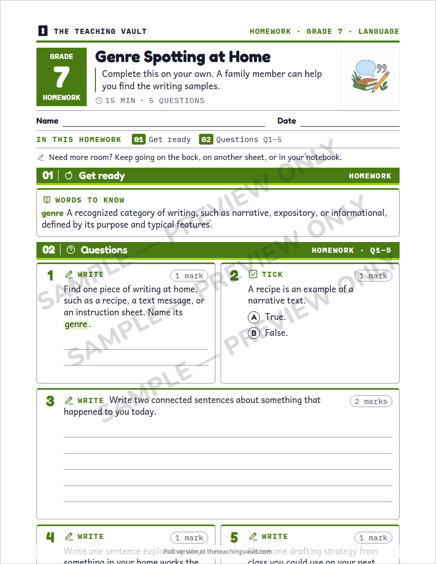 Sample homework page