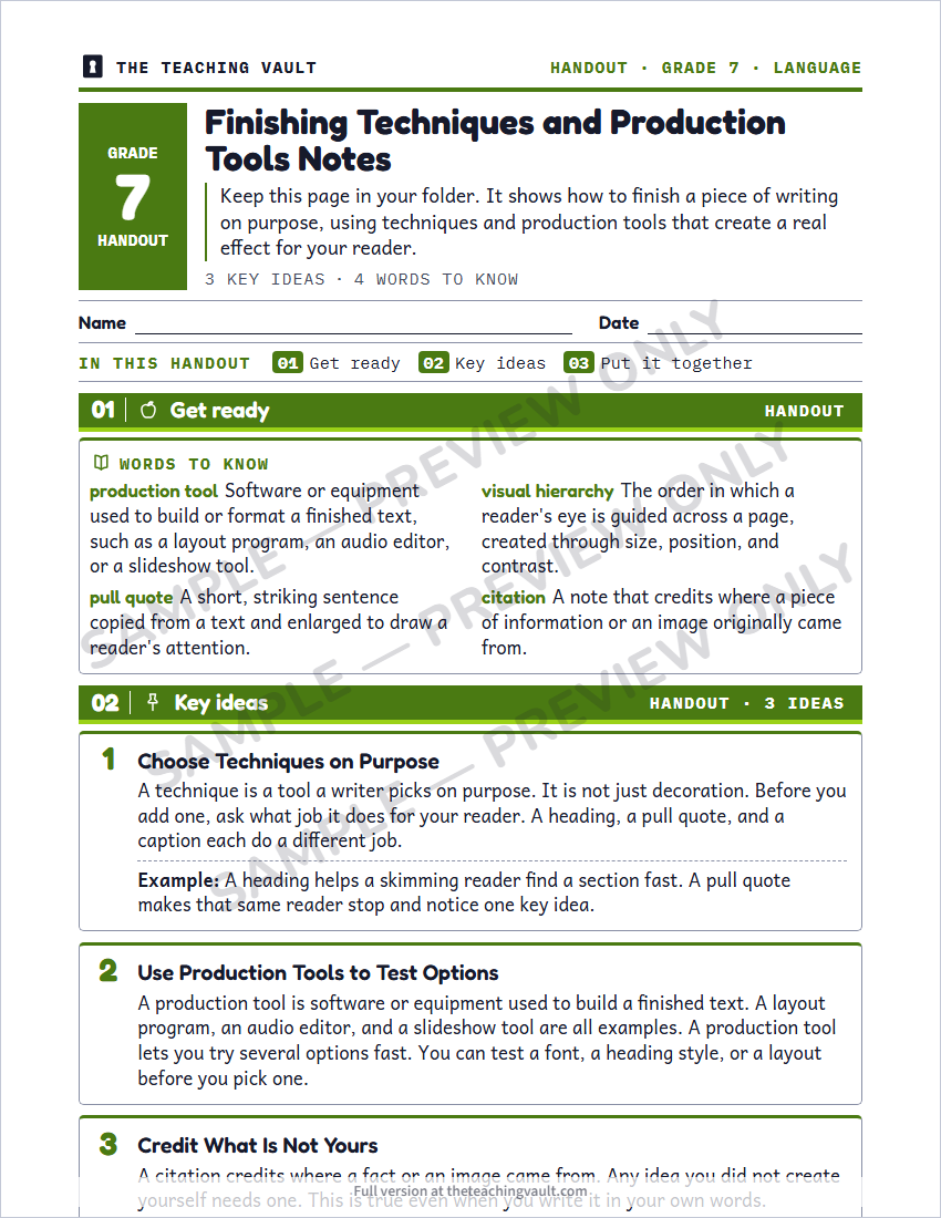 Sample handout page