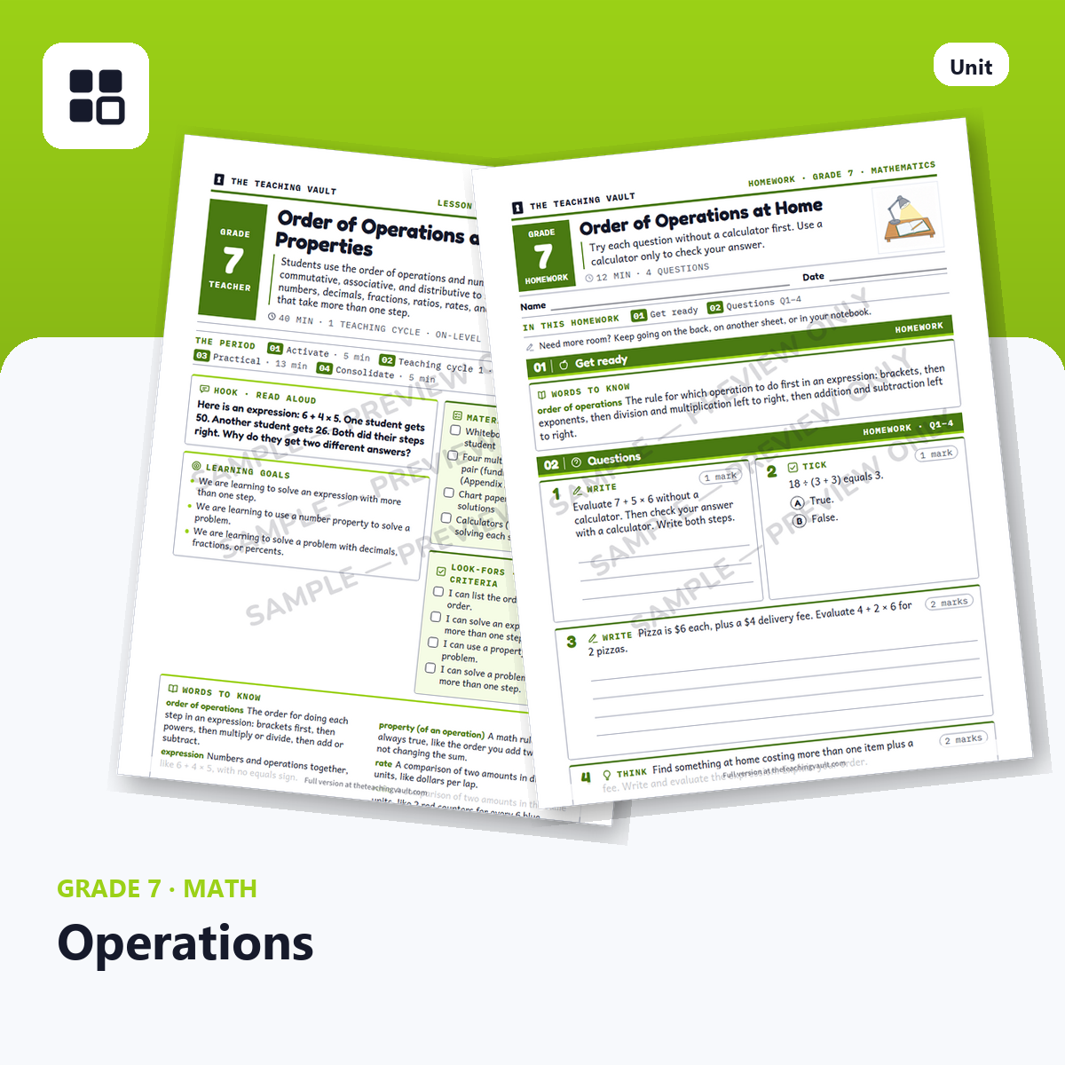 Grade 7 Operations cover