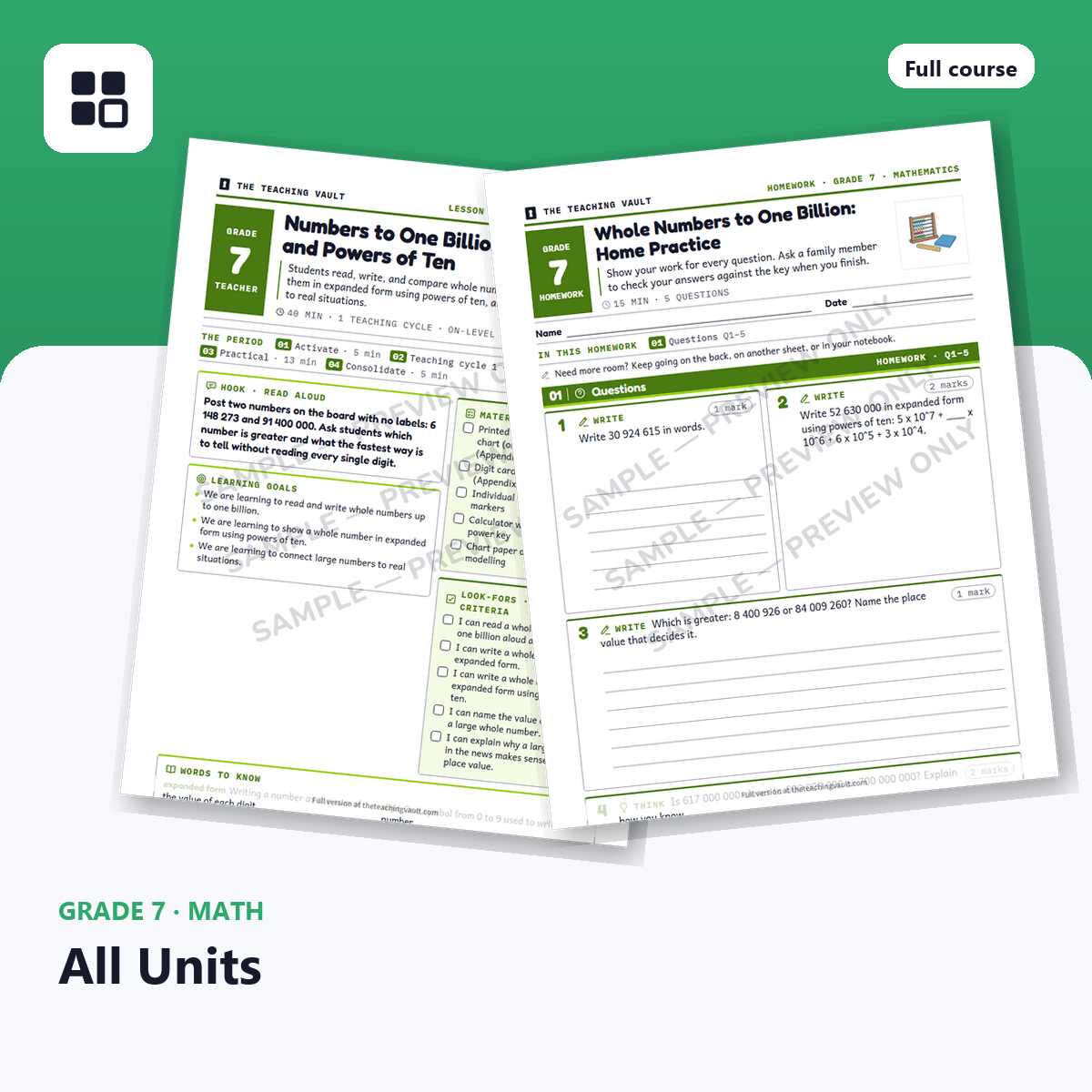 Grade 7 Mathematics All Units cover