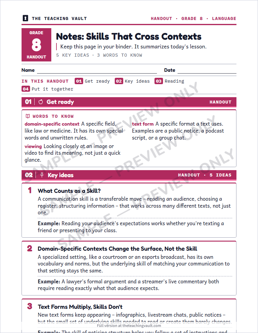 Sample handout page