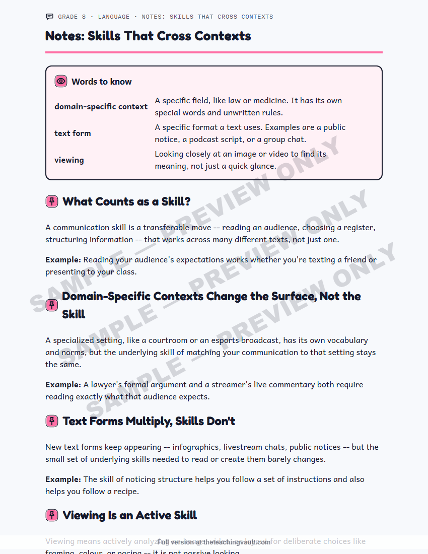 Sample handout page