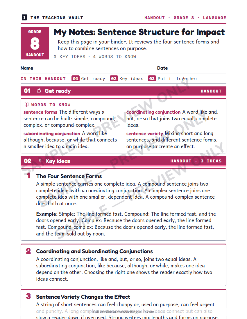 Sample handout page