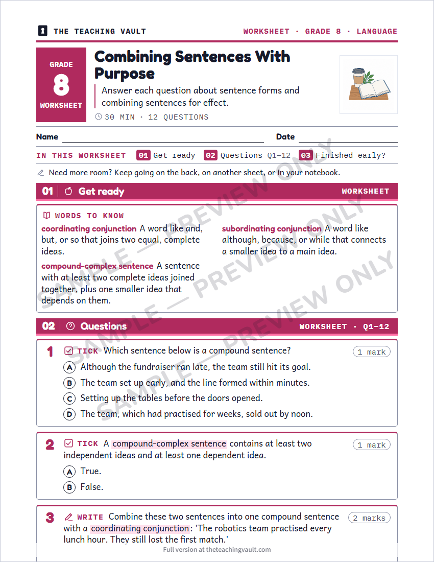 Sample worksheet page