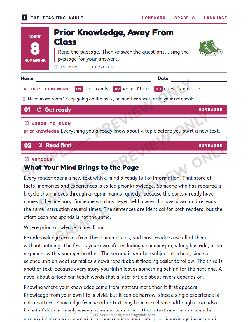 Sample homework page