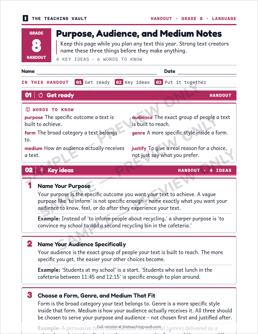 Sample handout page