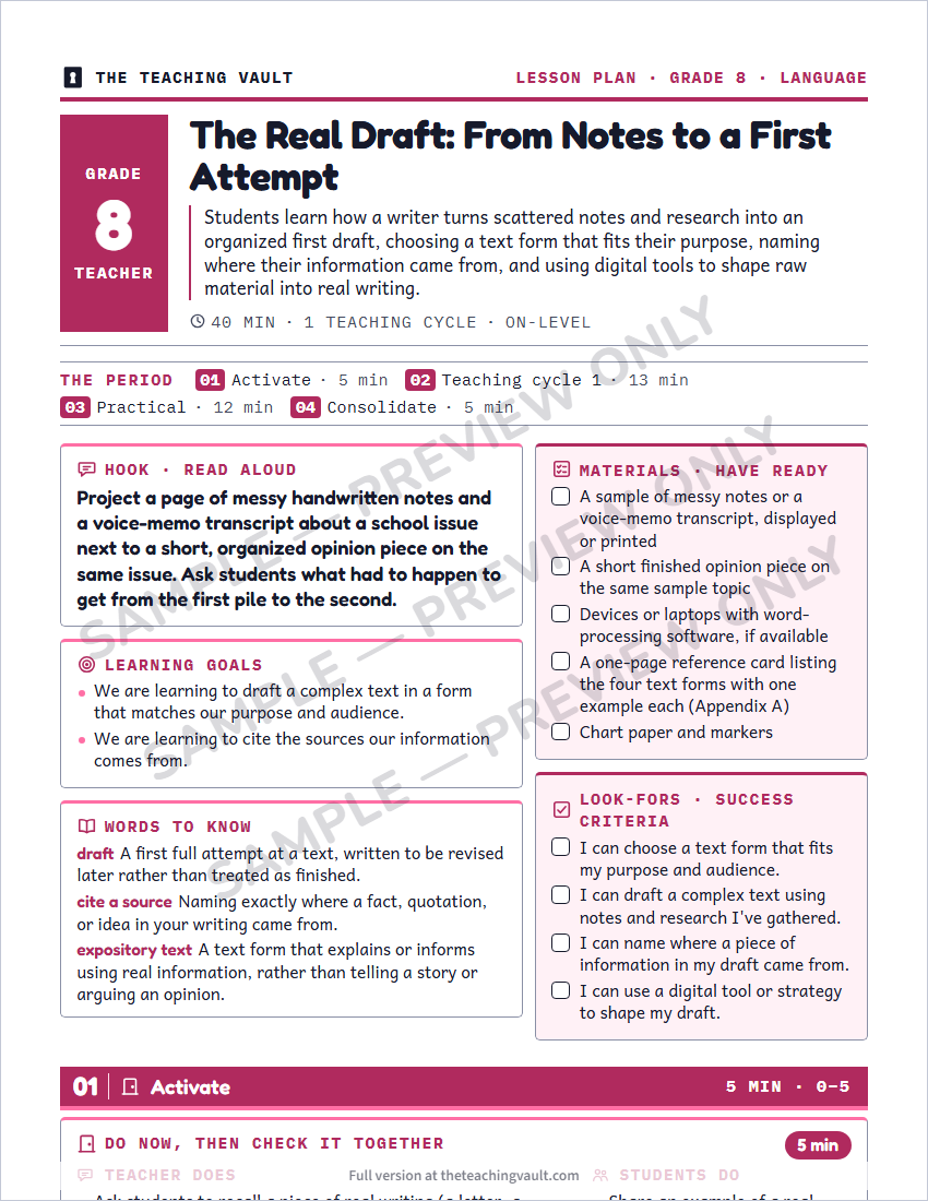 Sample preview: lesson plan page (watermarked, low-resolution)