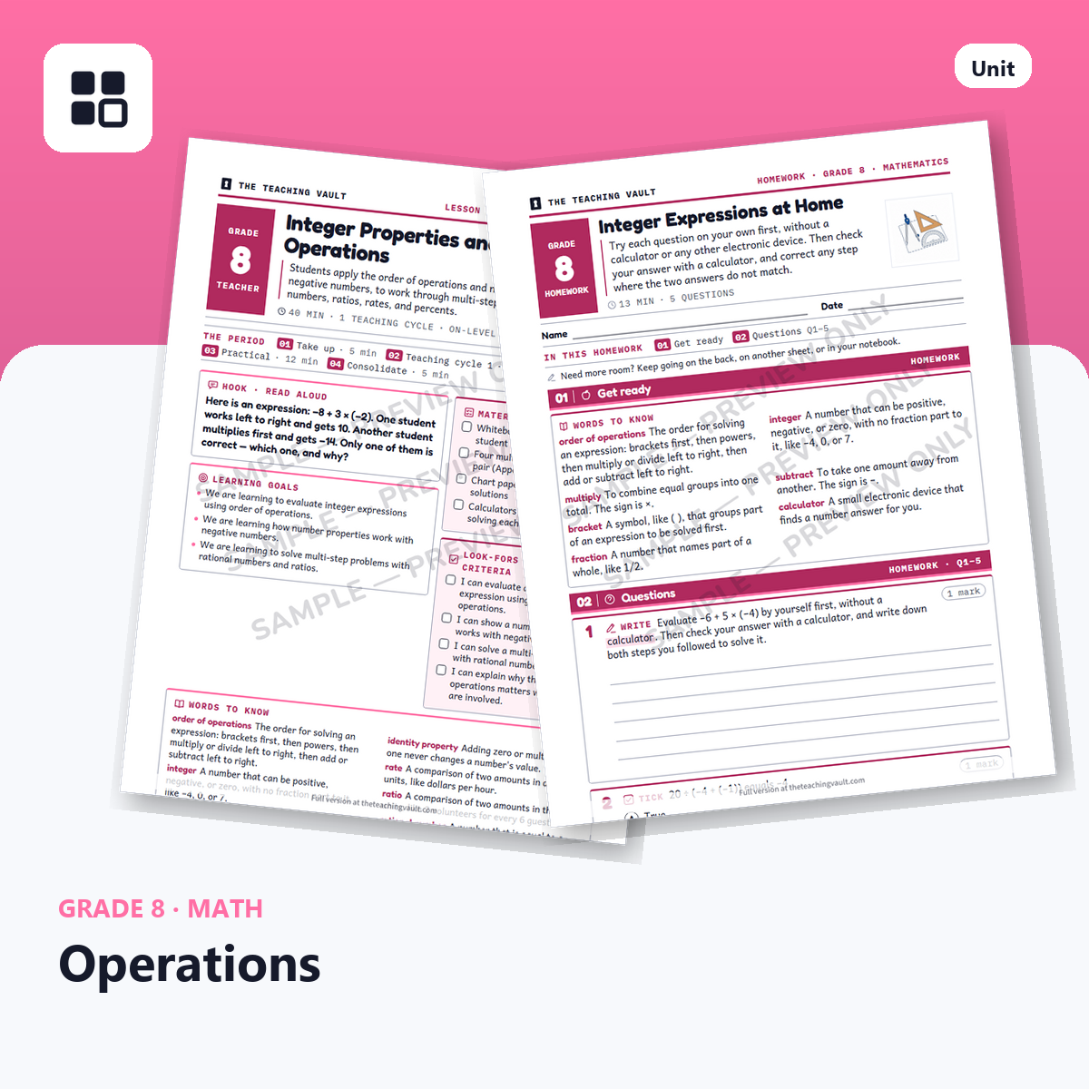 Grade 8 Operations cover