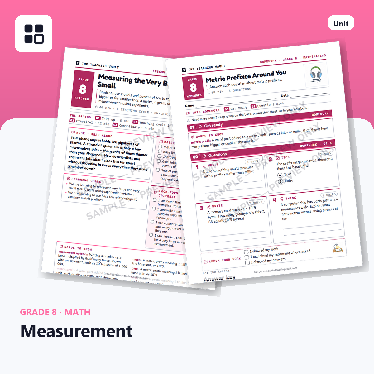 Grade 8 Measurement cover