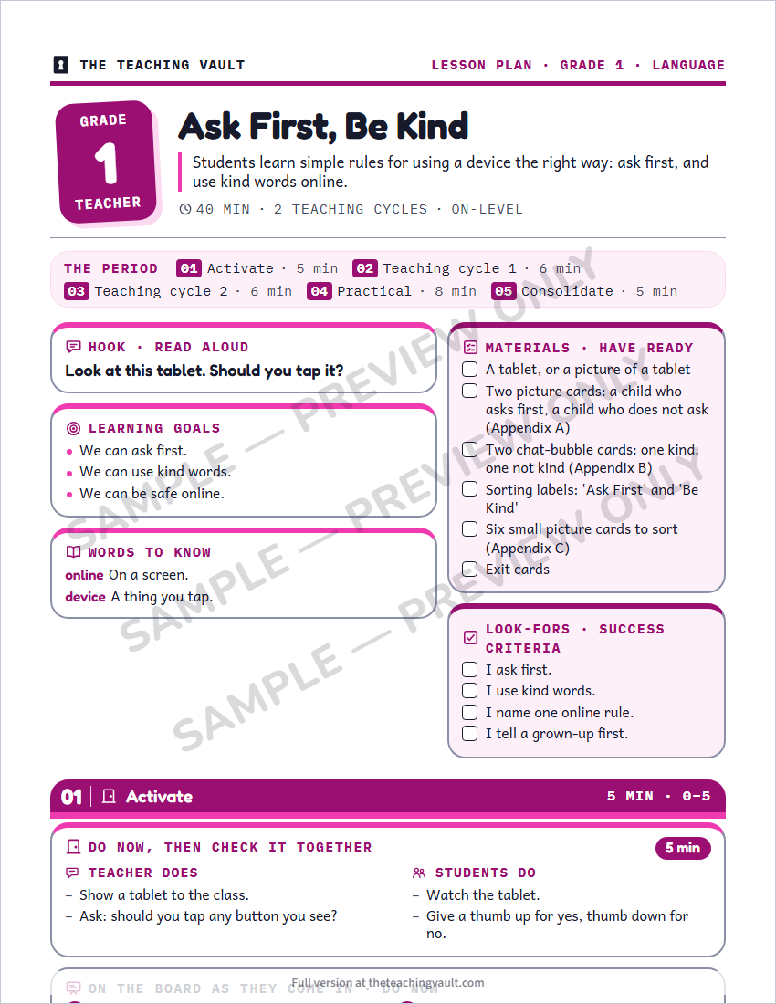 Sample preview: lesson plan page (watermarked, low-resolution)