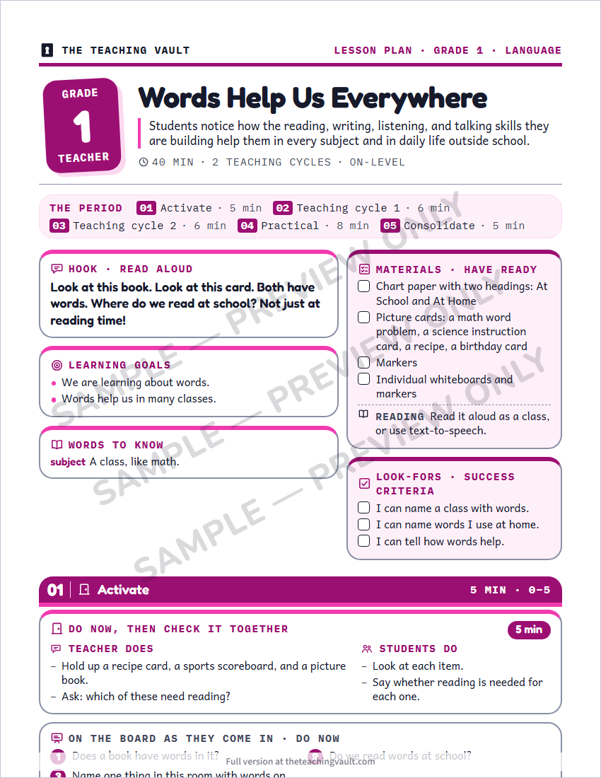 Sample preview: lesson plan page (watermarked, low-resolution)