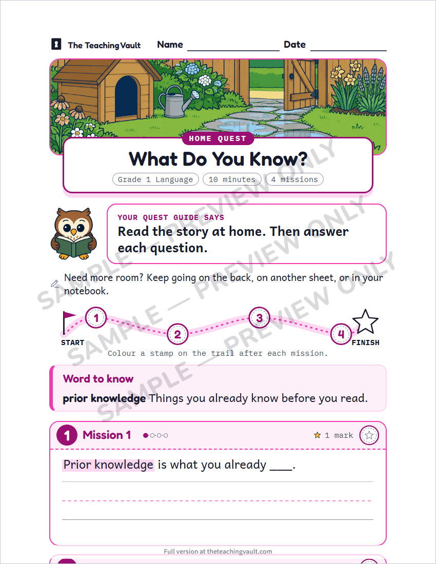 Sample homework page