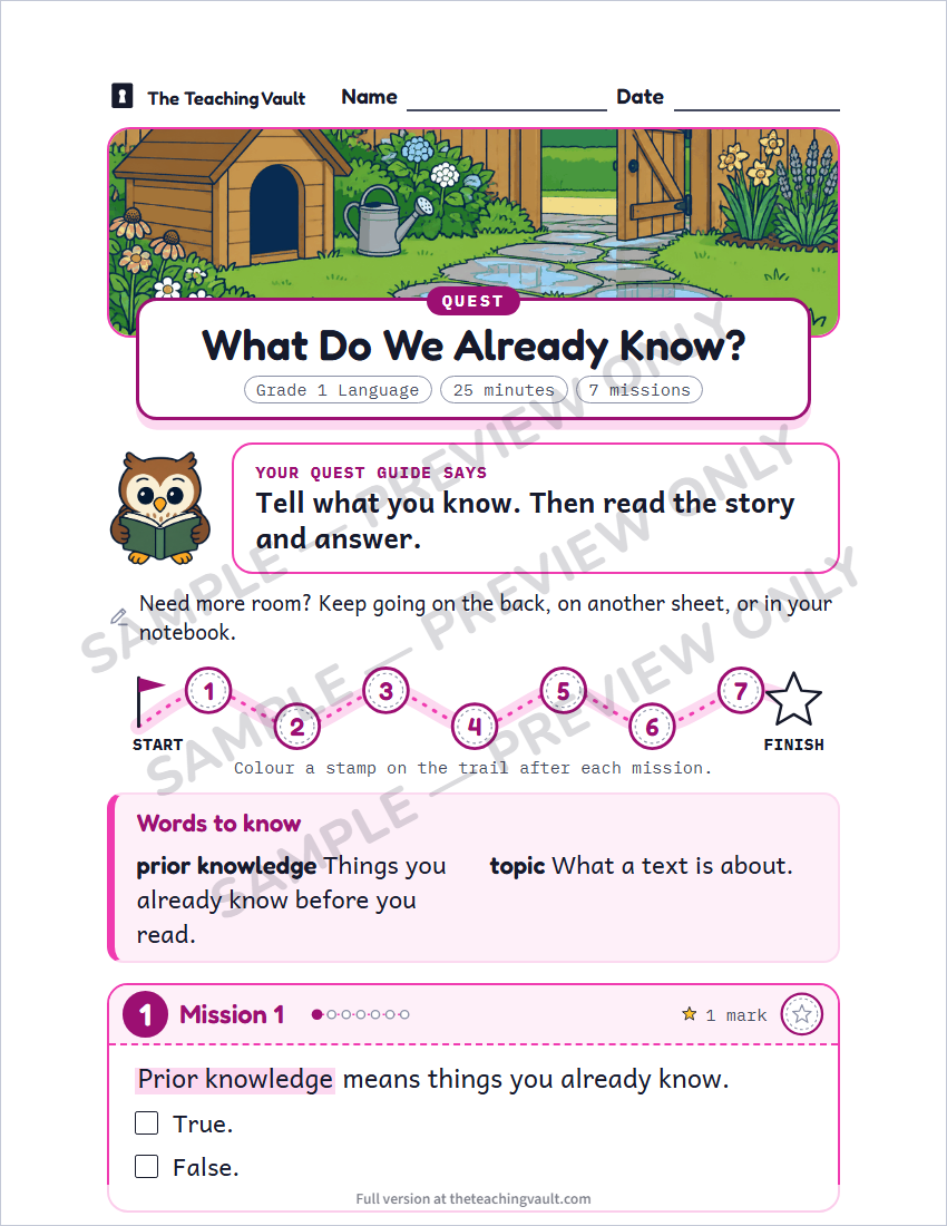 Sample worksheet page
