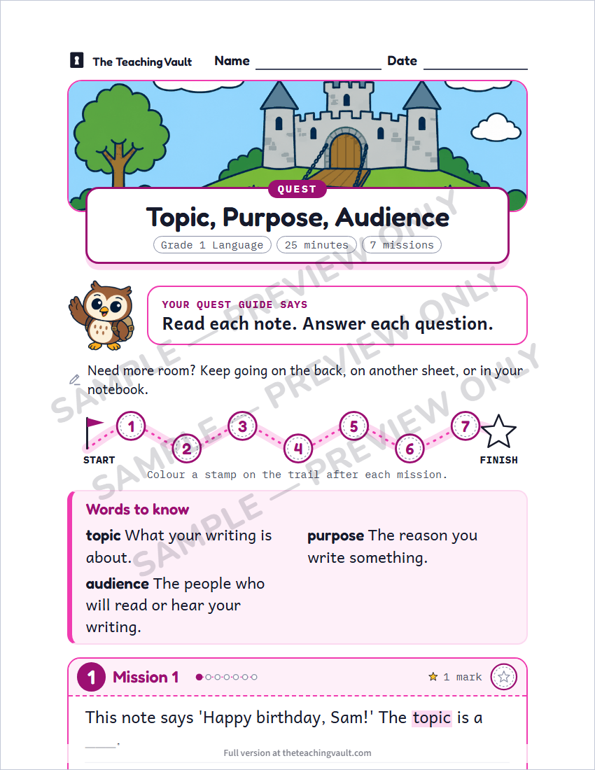 Sample worksheet page