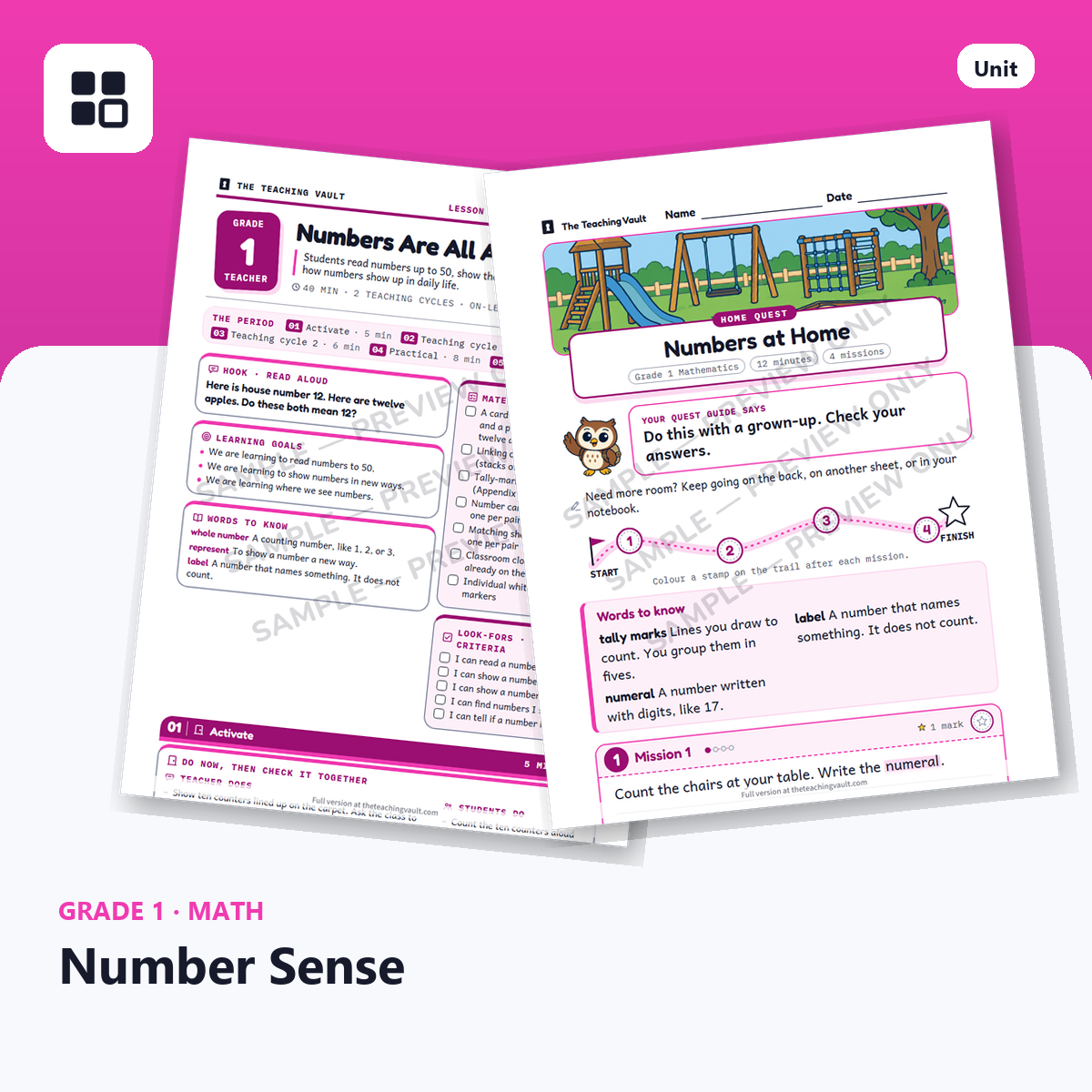 Grade 1 Number Sense cover