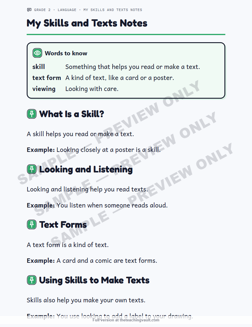 Sample handout page