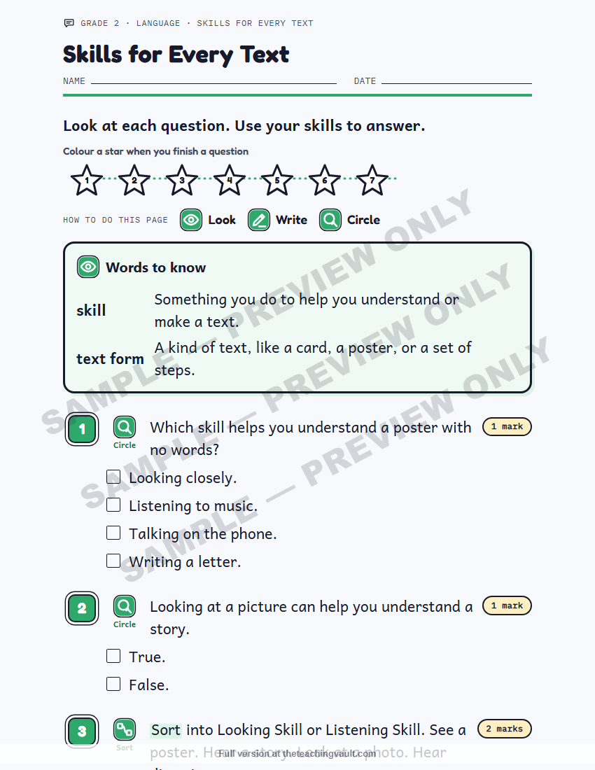 Sample worksheet page