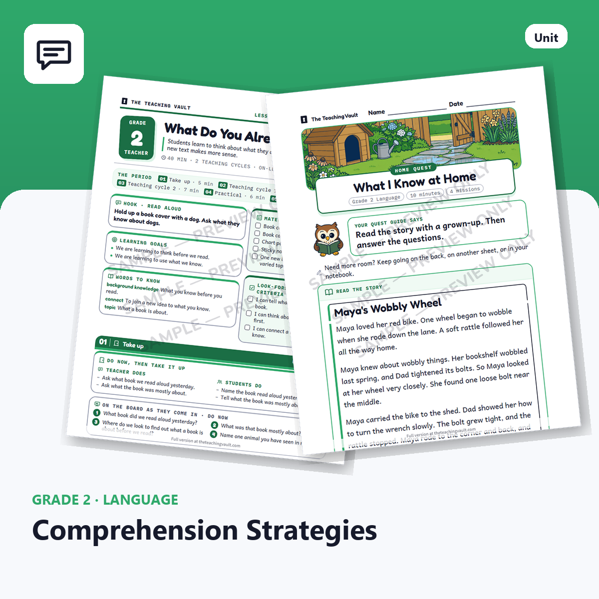 Grade 2 Comprehension Strategies — Full Unit (Unit 8 of 12) cover