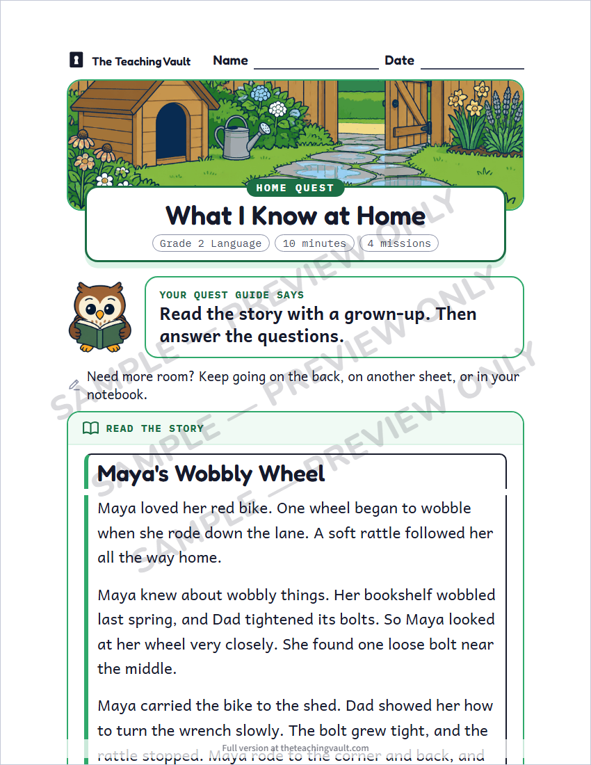 Sample homework page