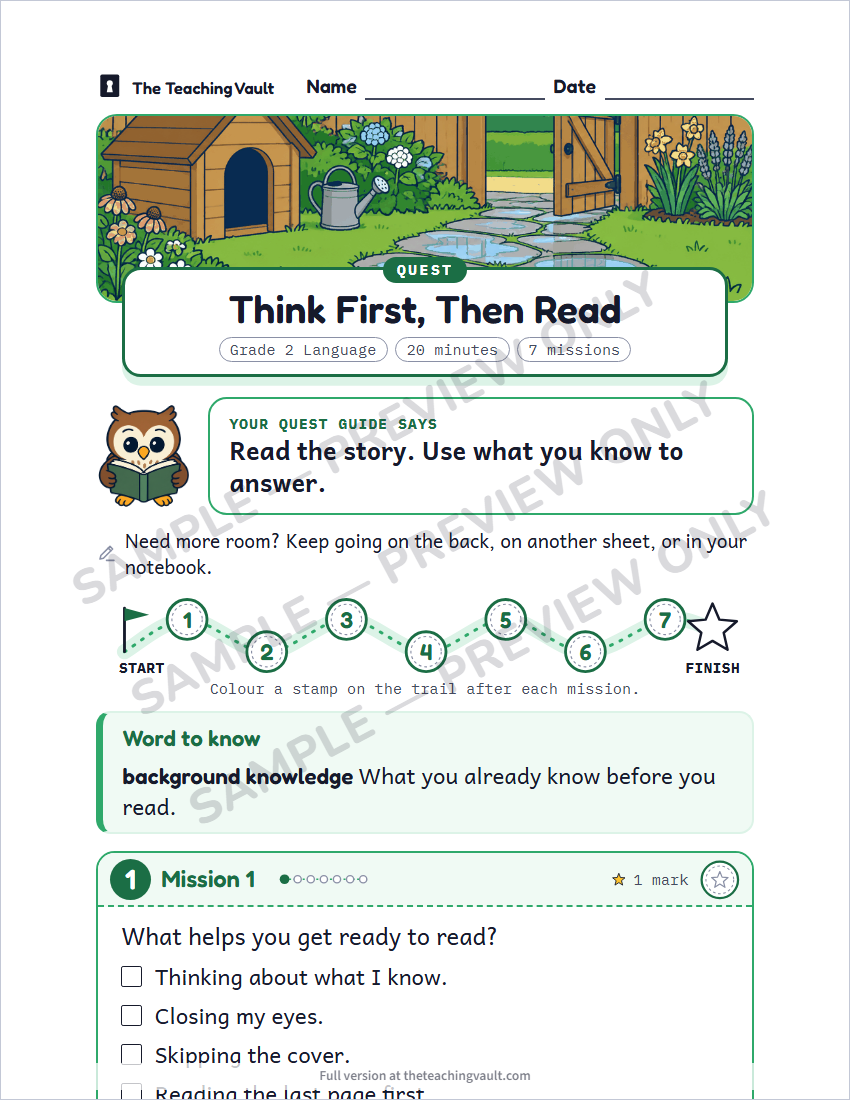 Sample worksheet page