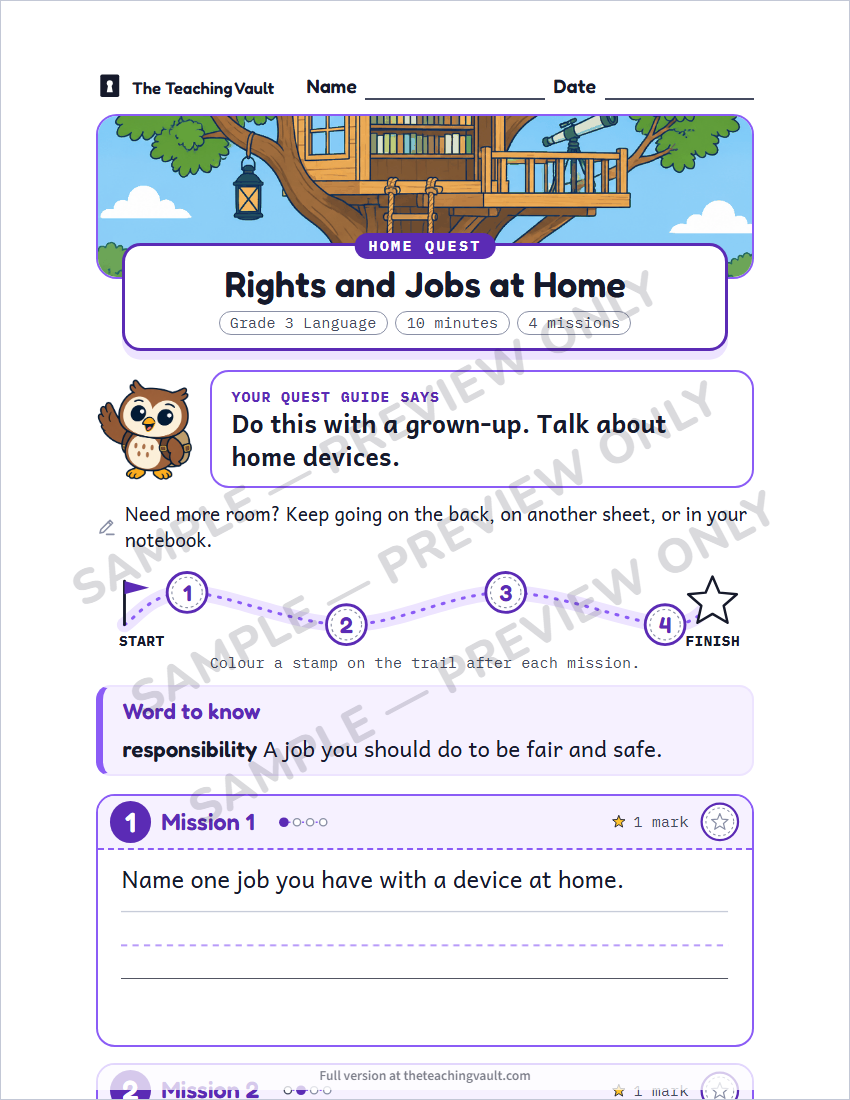 Sample homework page