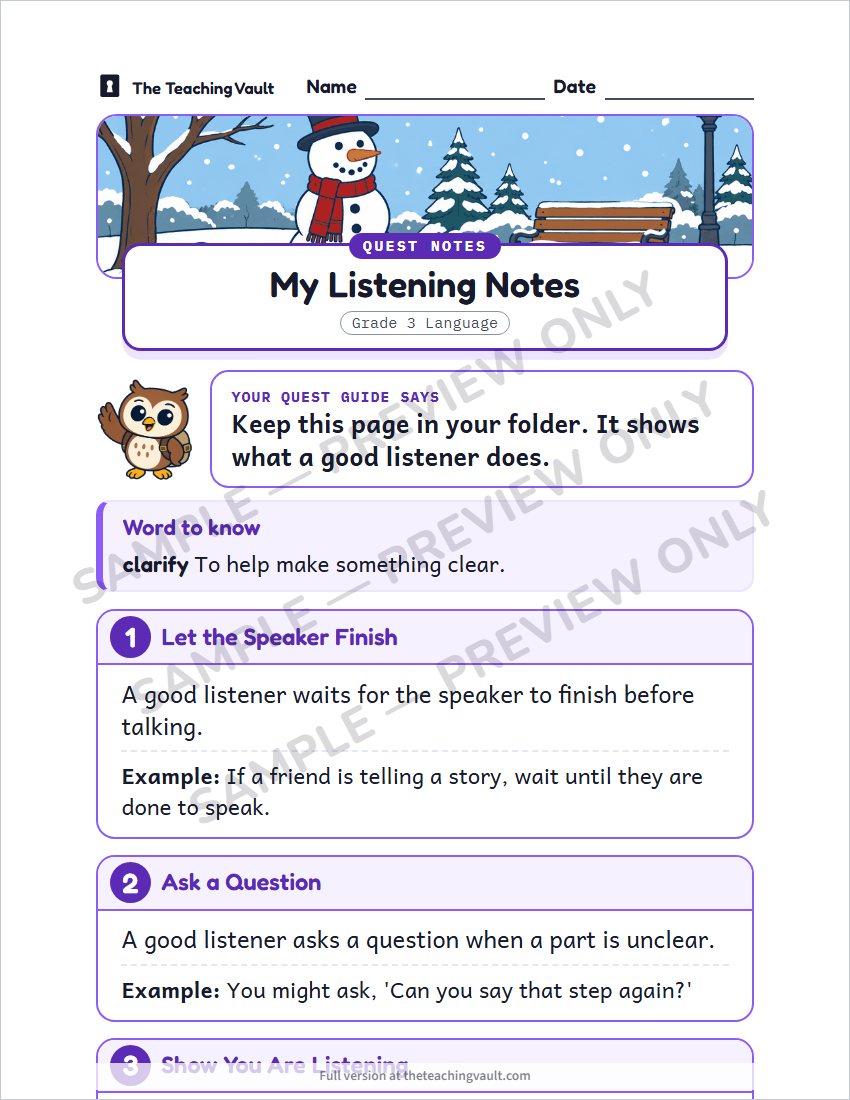 Sample handout page