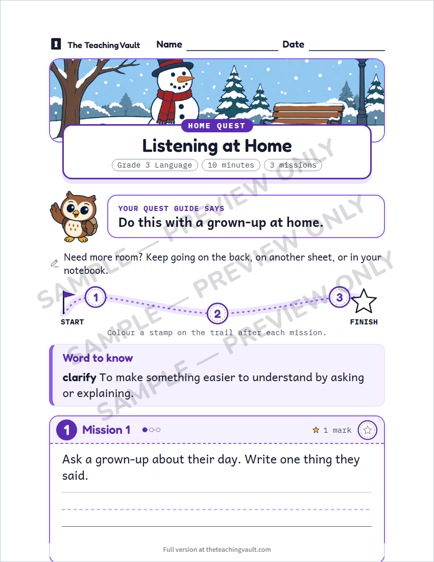 Sample homework page