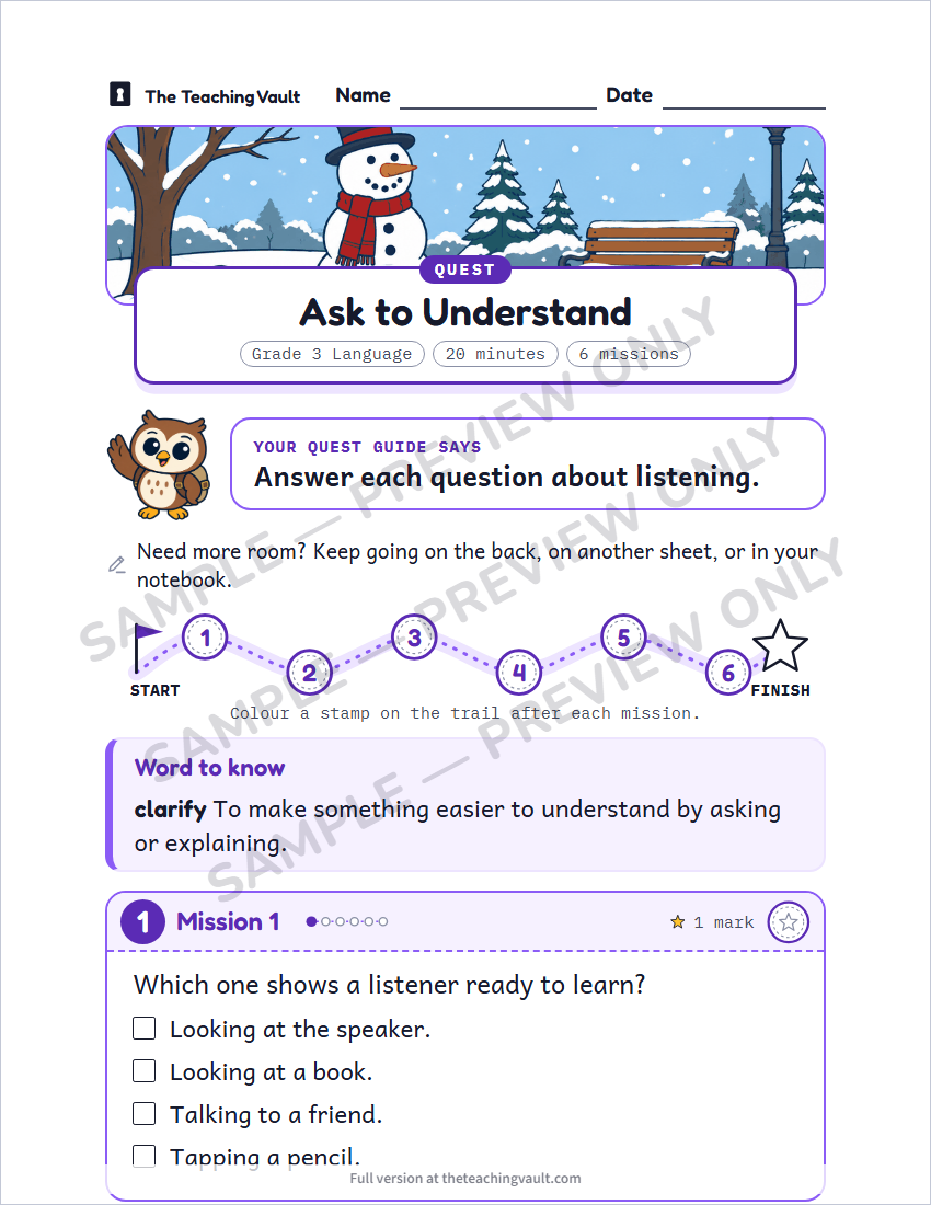 Sample worksheet page