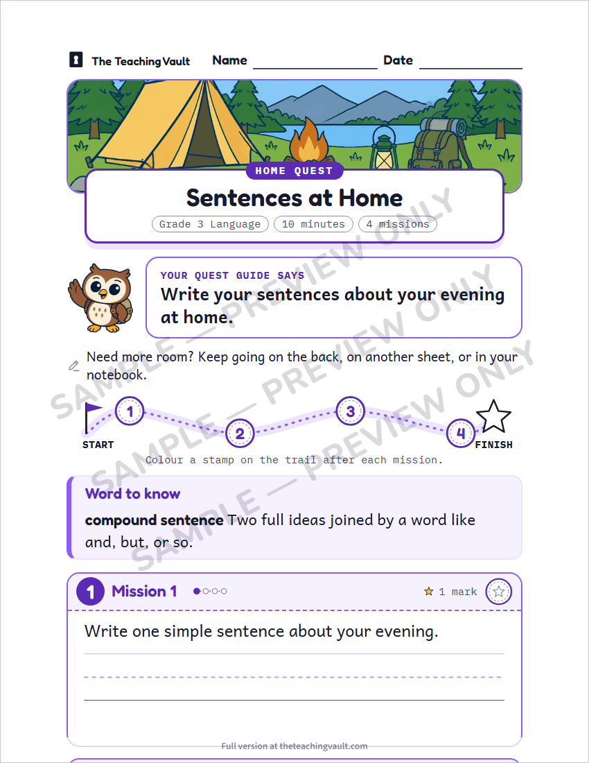 Sample homework page