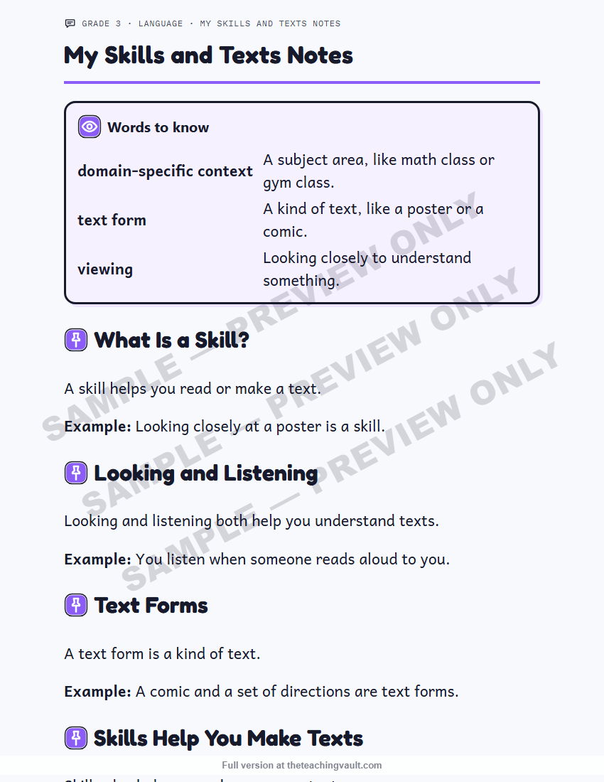 Sample handout page