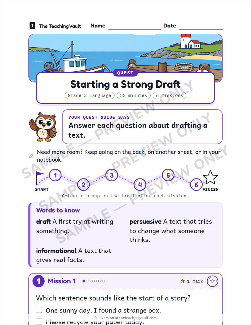 Sample worksheet page