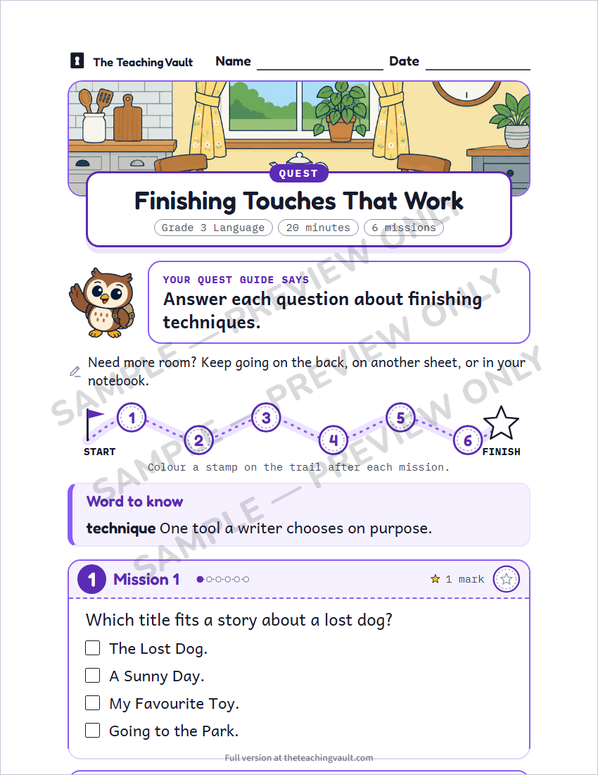 Sample worksheet page