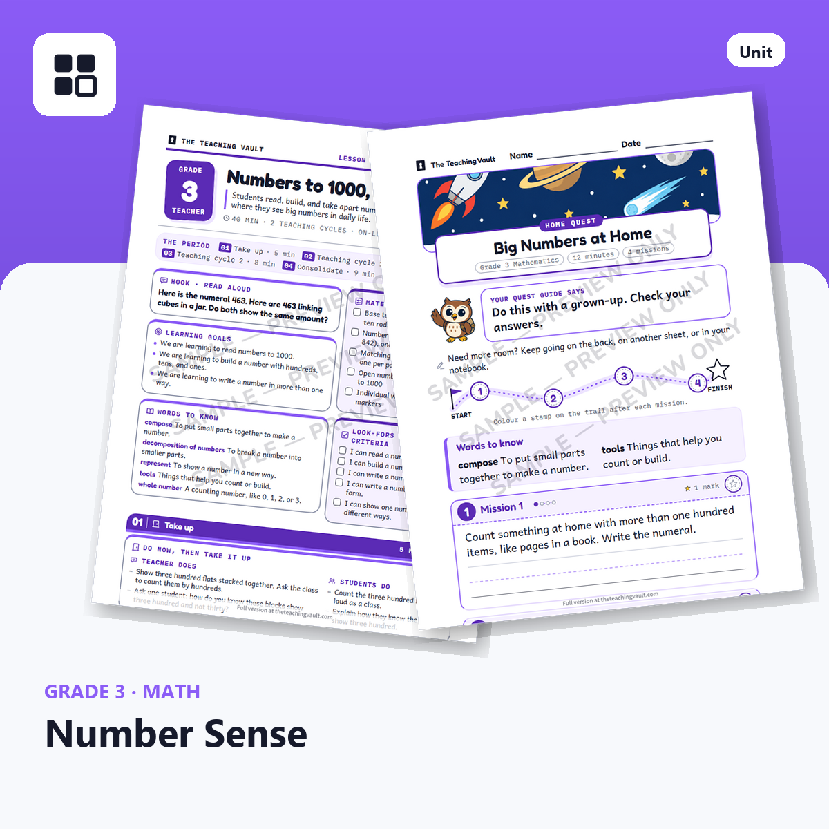 Grade 3 Number Sense cover