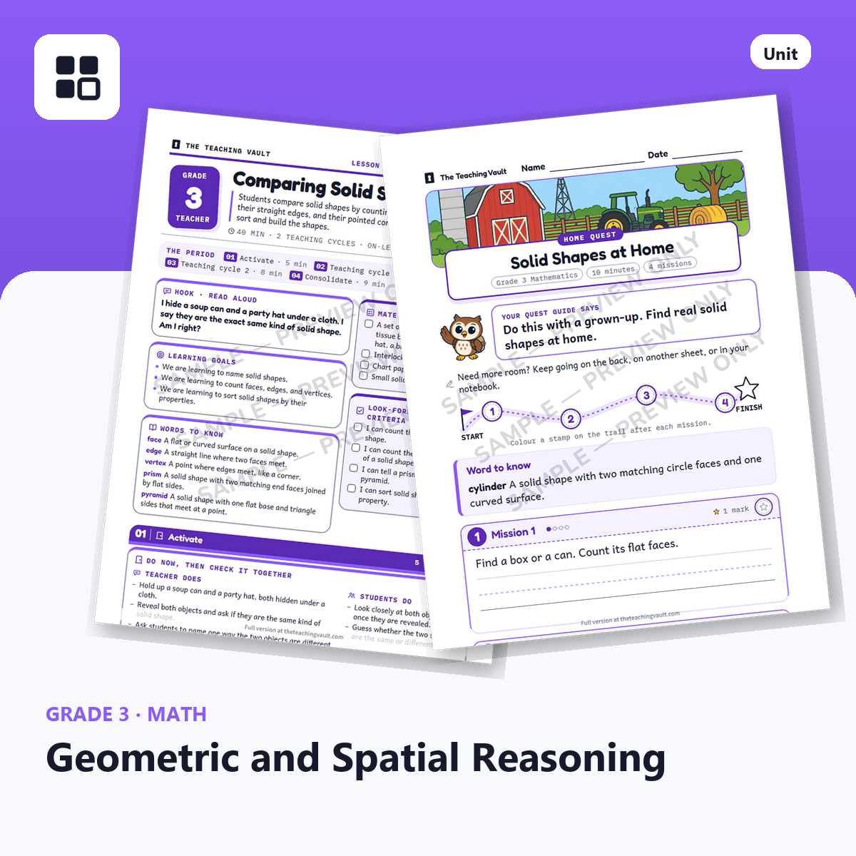 Grade 3 Geometric and Spatial Reasoning cover