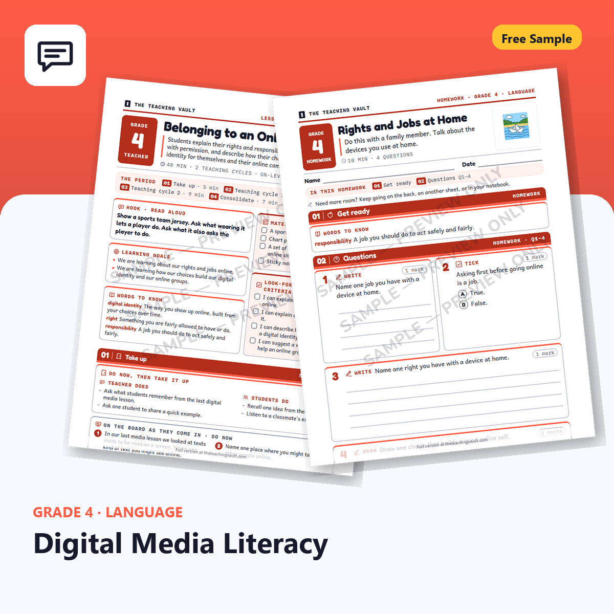 Free Grade 4 Language Digital Media Literacy lesson sample cover