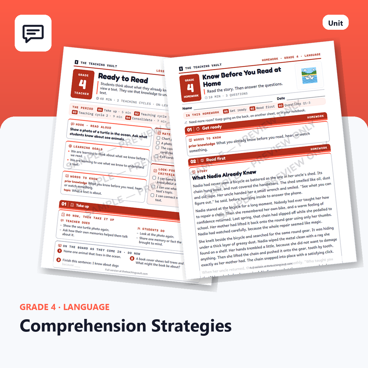Grade 4 Comprehension Strategies — Full Unit (Unit 8 of 12) cover