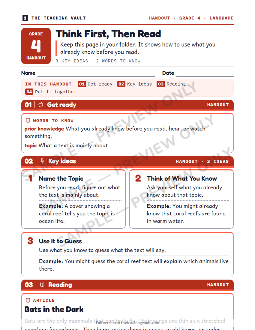 Sample handout page