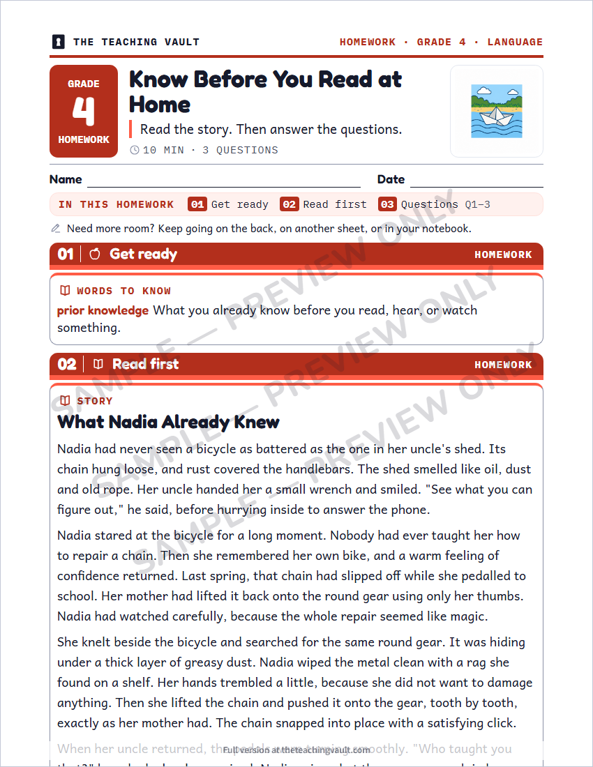 Sample homework page